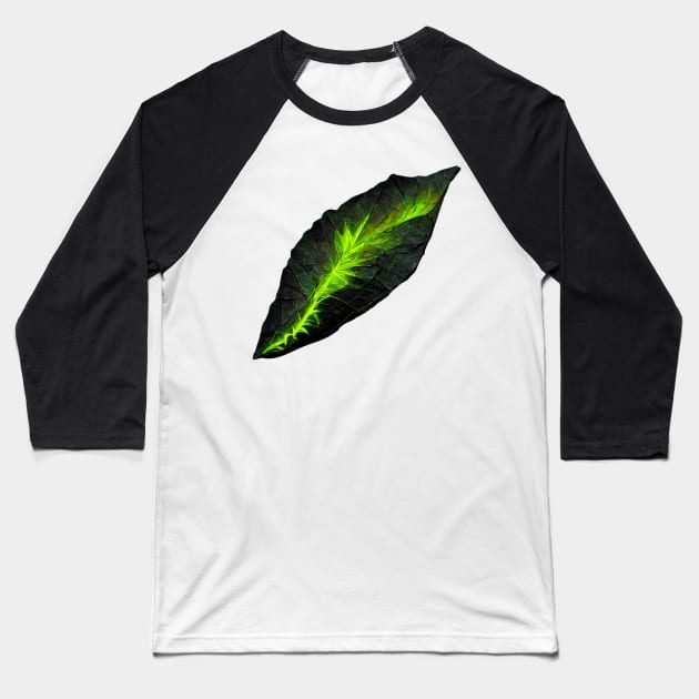 Dark Leaf Florescent Baseball T-Shirt by JequiPrint